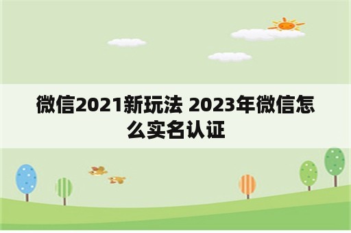微信2021新玩法 2023年微信怎么实名认证